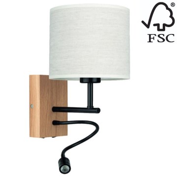Аплик BOHO 1xE27/25W + LED/1W/230V дъб – FSC сертифицирано