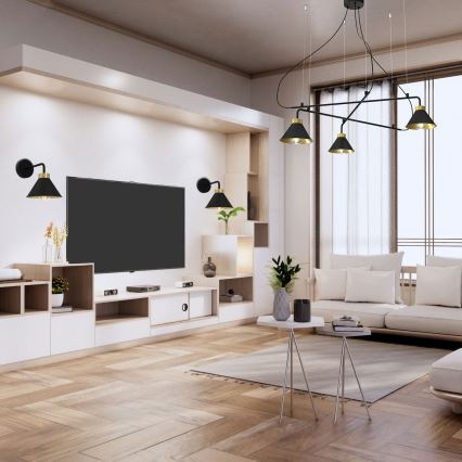 Аплик DEMET 1xE27/60W/230V черен/златист