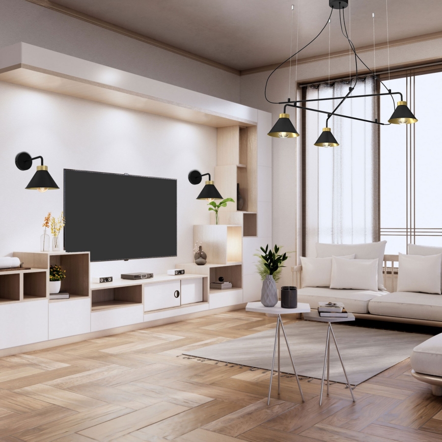 Аплик DEMET 1xE27/60W/230V черен/златист