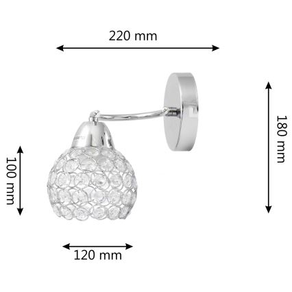 Аплик DORIS 1xE27/15W/230V лъскав хром/прозрачен