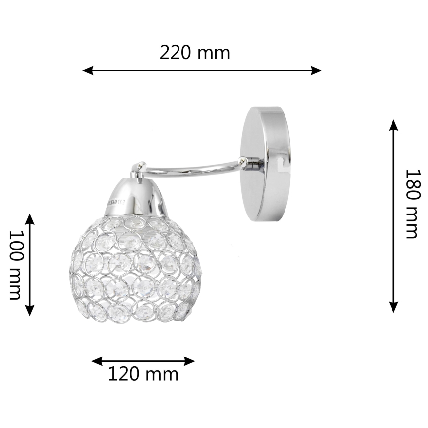 Аплик DORIS 1xE27/15W/230V лъскав хром/прозрачен