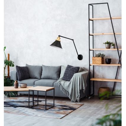 Аплик FUNDO 1xE27/40W/230V черен/златист