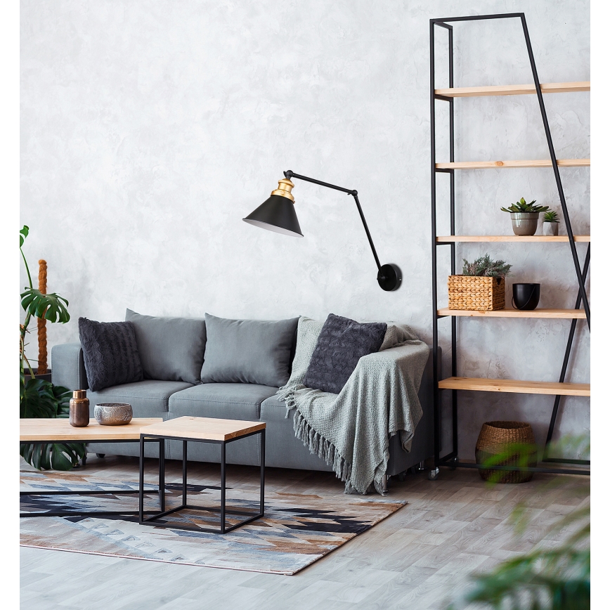 Аплик FUNDO 1xE27/40W/230V черен/златист