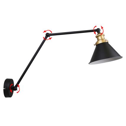 Аплик FUNDO 1xE27/40W/230V черен/златист