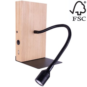 Аплик LECTOR LED/2,5W/230V USB дъб – FSC сертифицирано