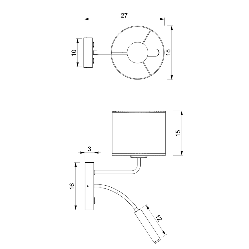 Аплик LOFT SHADE 1xE27/60W+1xG9/8W/230V черен/златист