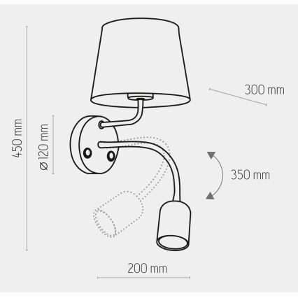 Аплик MAJA 1xE27/15W/230V + 1xGU10/10W/230V бял