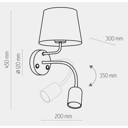 Аплик MAJA 1xE27/15W/230V + 1xGU10/10W/230V черен