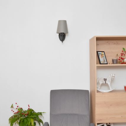 Аплик MALBO 1xE27/15W/230V сив/черен