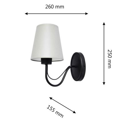 Аплик MALBO 1xE27/15W/230V сив/черен