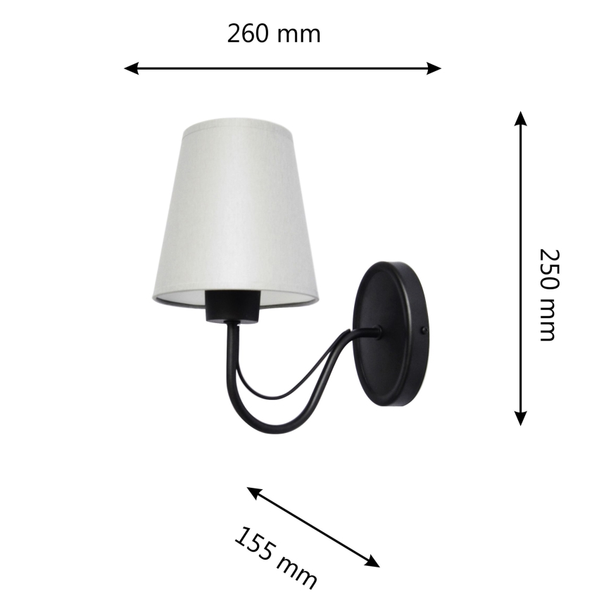 Аплик MALBO 1xE27/15W/230V сив/черен