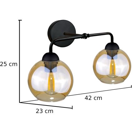 Аплик MELLE BLACK 2xE27/60W/230V