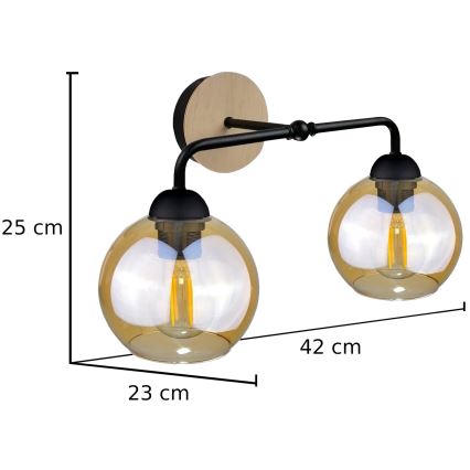 Аплик MELLE WOOD 2xE27/60W/230V