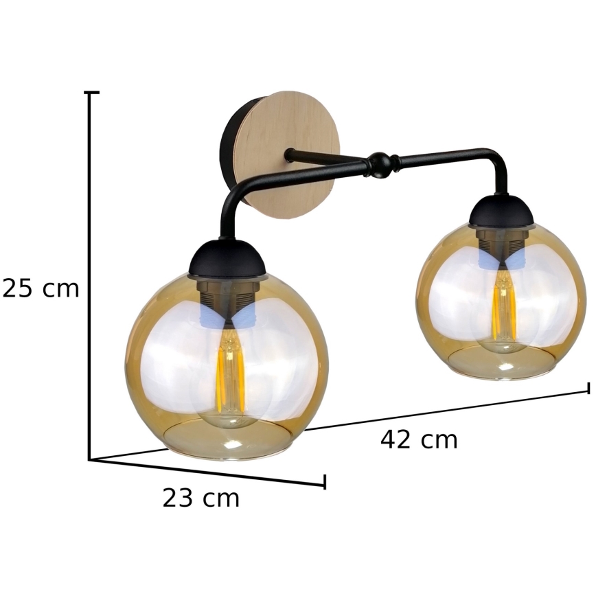 Аплик MELLE WOOD 2xE27/60W/230V