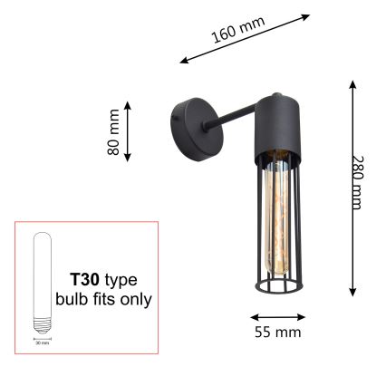 Аплик MELODY 1xE27/15W/230V черен