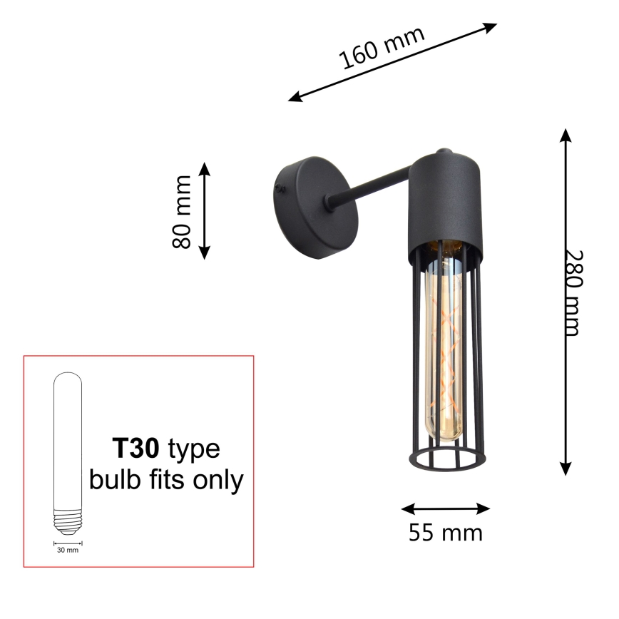 Аплик MELODY 1xE27/15W/230V черен