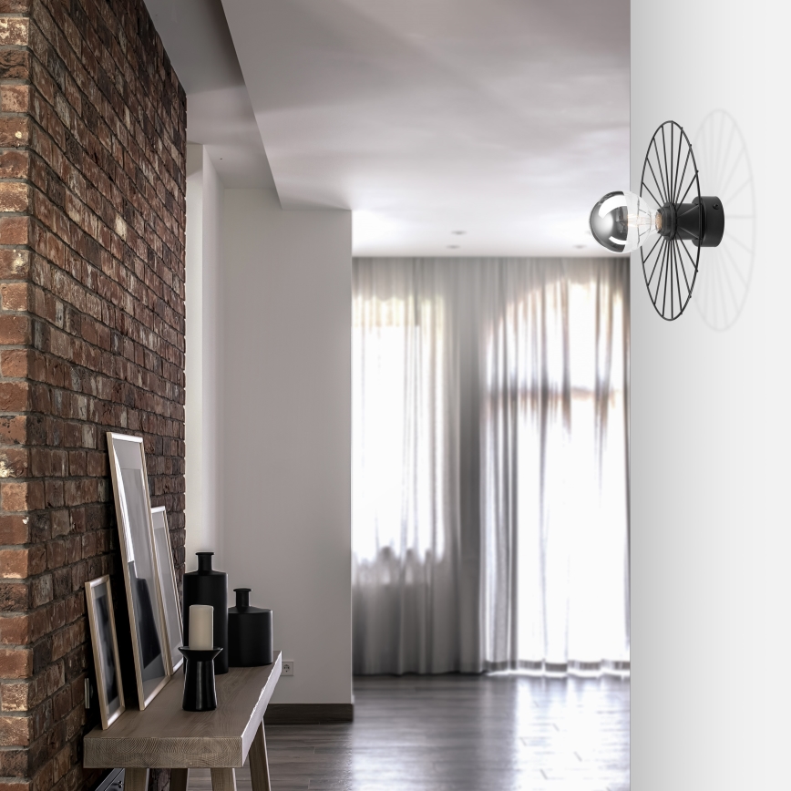 Аплик MONTANA 1xE27/15W/230V Ø 30 cm черен