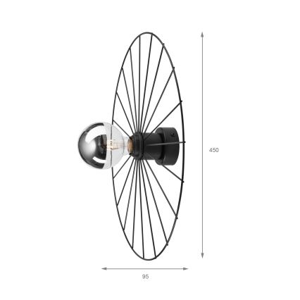 Аплик MONTANA 1xE27/15W/230V Ø 45 cm черен