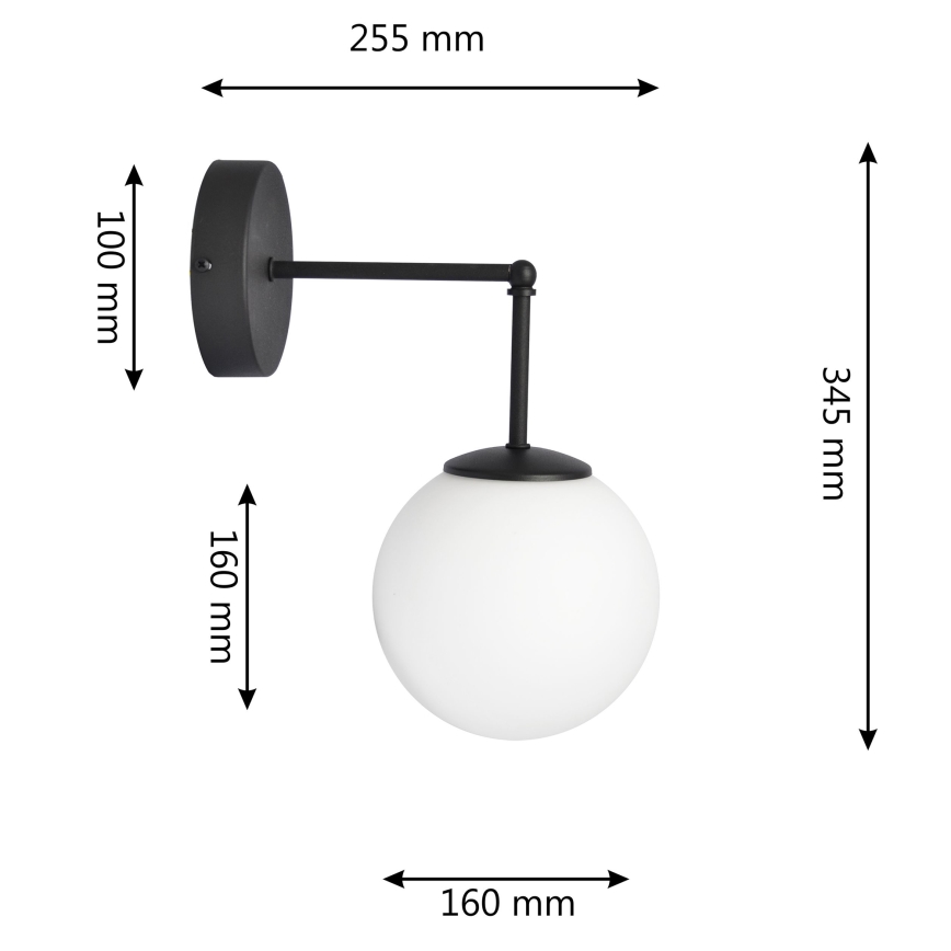 Аплик MOON 1xE27/15W/230V черен