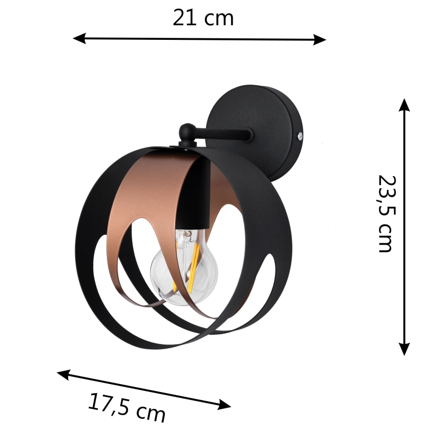 Аплик MOONLIGHT 1xE27/15W/230V черен/мед