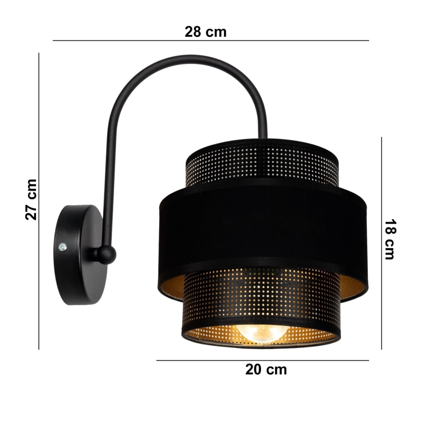 Аплик NESS 1xE27/60W/230V черен