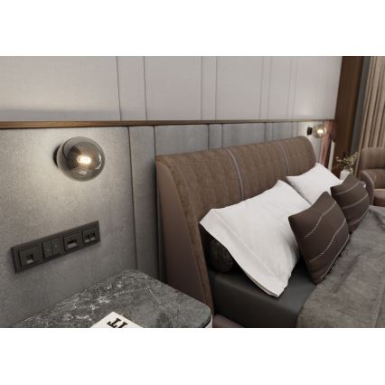 Аплик ROSSI 1xE14/10W/230V черен/сив