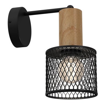 Аплик SOBRESA 1xE27/60W/230V черен/дървен