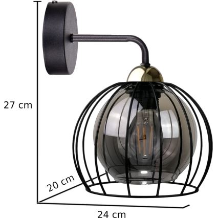 Аплик SOLO BLACK 1xE27/60W/230V черен/златист