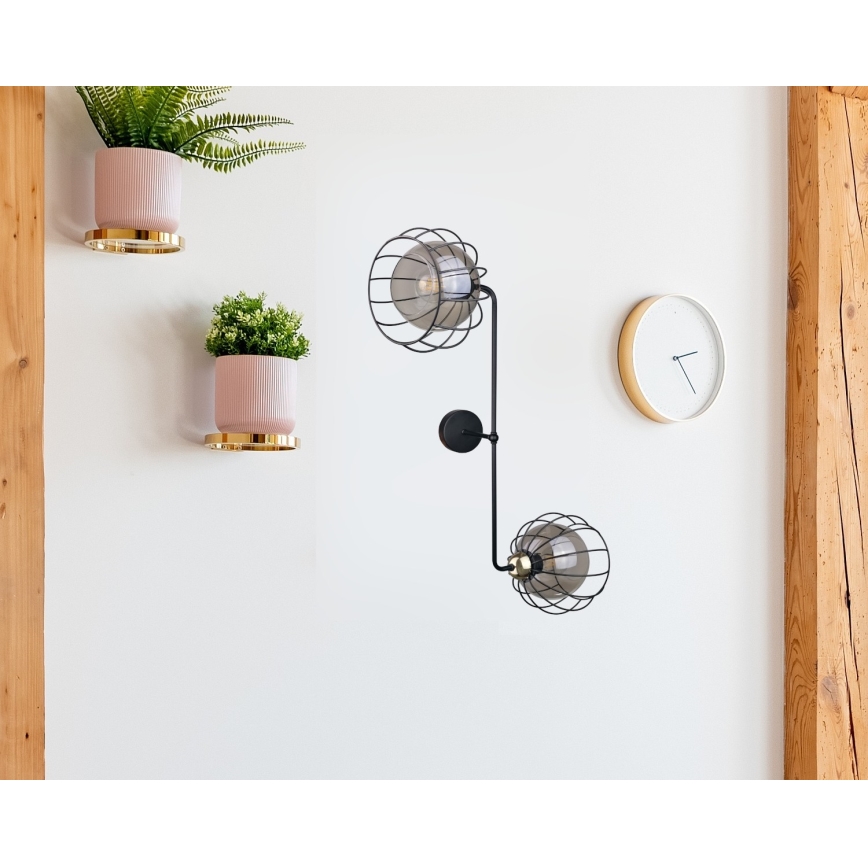 Аплик SOLO BLACK 2xE27/60W/230V черен/златист