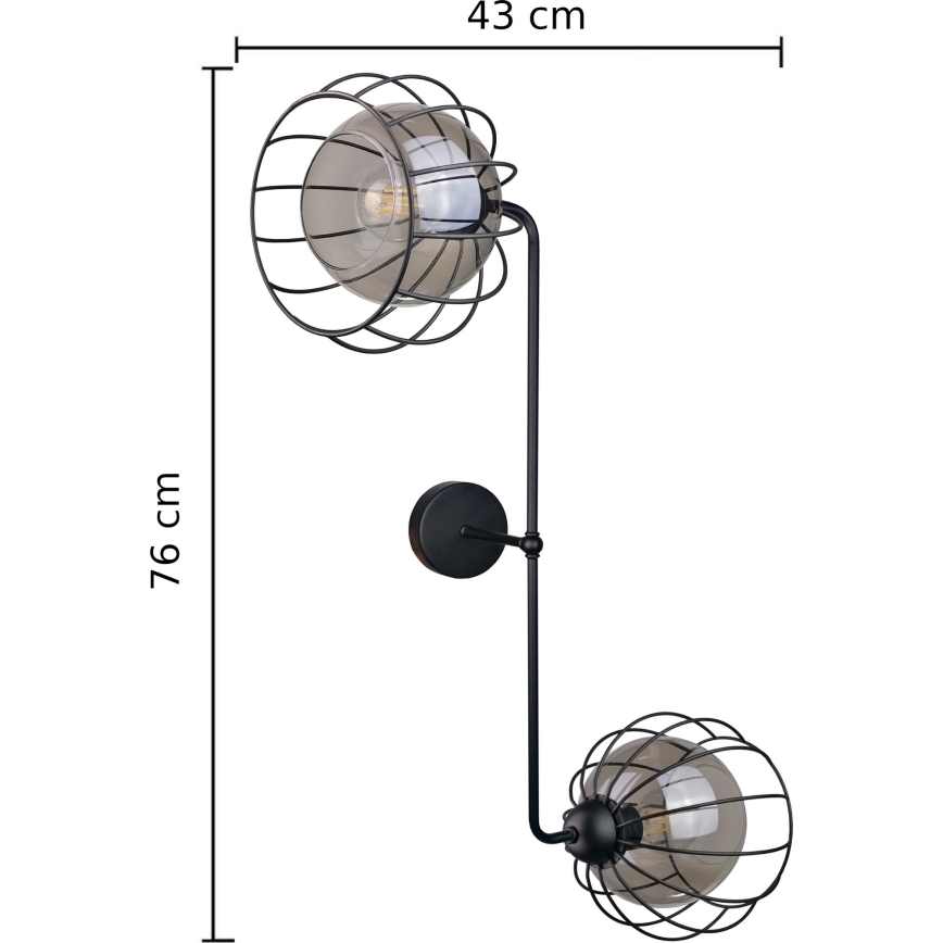 Аплик SOLO BLACK 2xE27/60W/230V