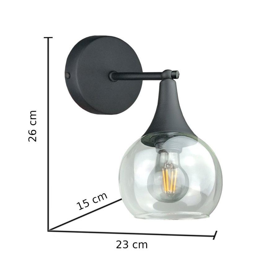 Аплик STAR 1xE27/60W/230V черен/прозрачен