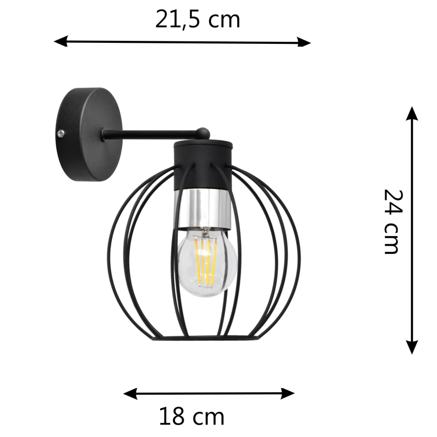 Аплик STARLIGHT 1xE27/15W/230V черен/сребрист