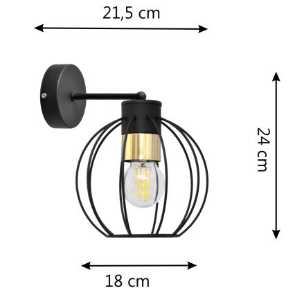Аплик STARLIGHT 1xE27/15W/230V черен/златист