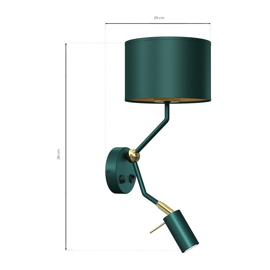 Аплик VERDE 1xE27/60W/230V + 1xGU10-MR11/7W зелен