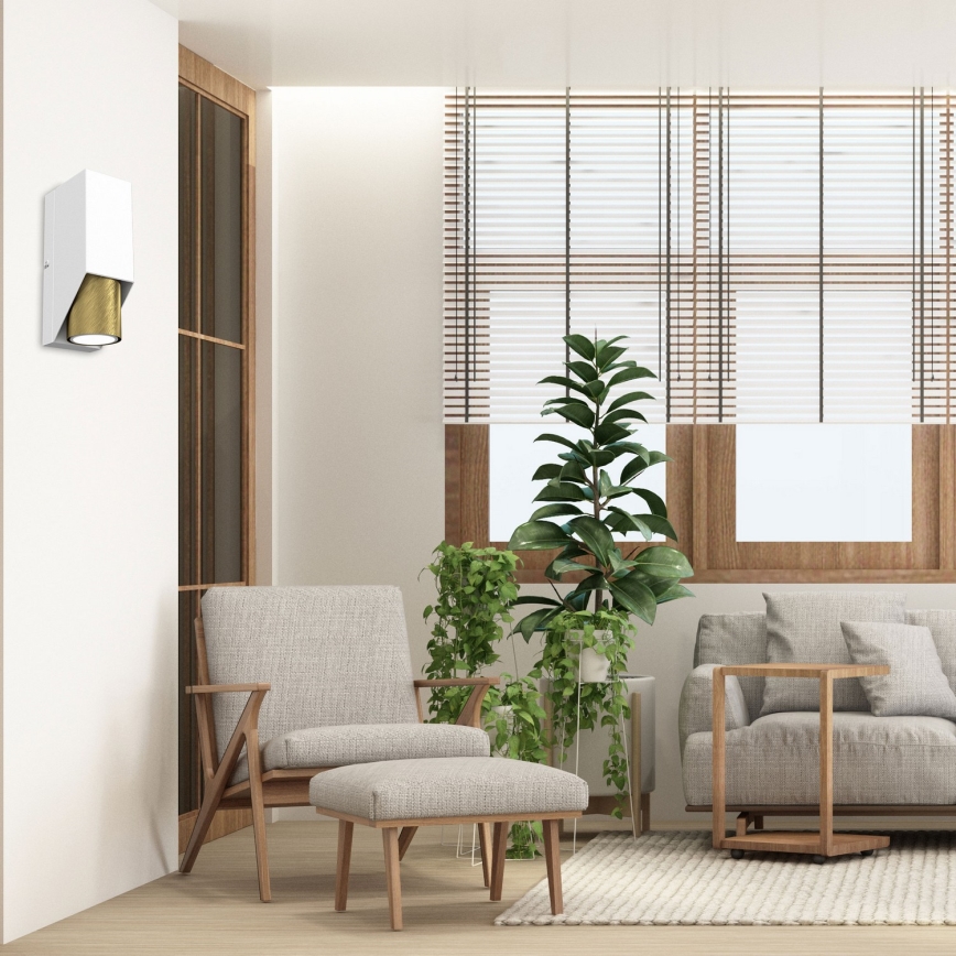 Аплик WALL 1xGU10/8W/230V бял/месинг