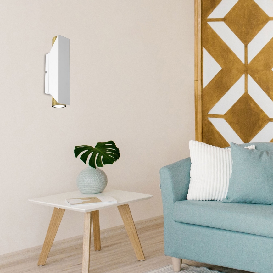 Аплик WALL 2xGU10/8W/230V бял/месинг