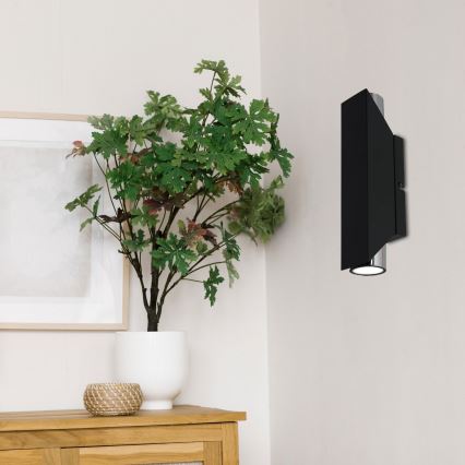 Аплик WALL 2xGU10/8W/230V черен/лъскав хром