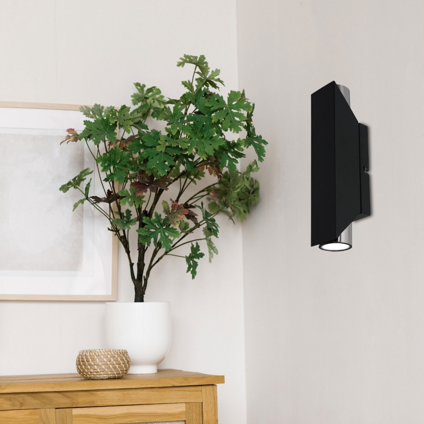 Аплик WALL 2xGU10/8W/230V черен/лъскав хром