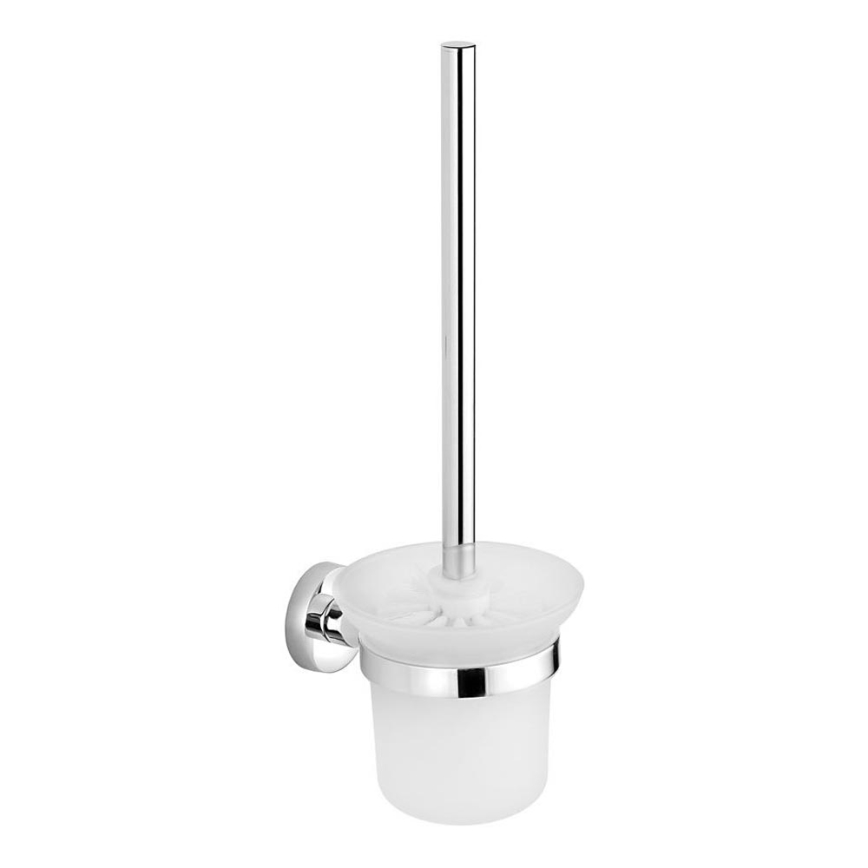 Aqualine - Четка за тоалетна със стенен монтаж SAMBA млечен стъкло/лъскав хром
