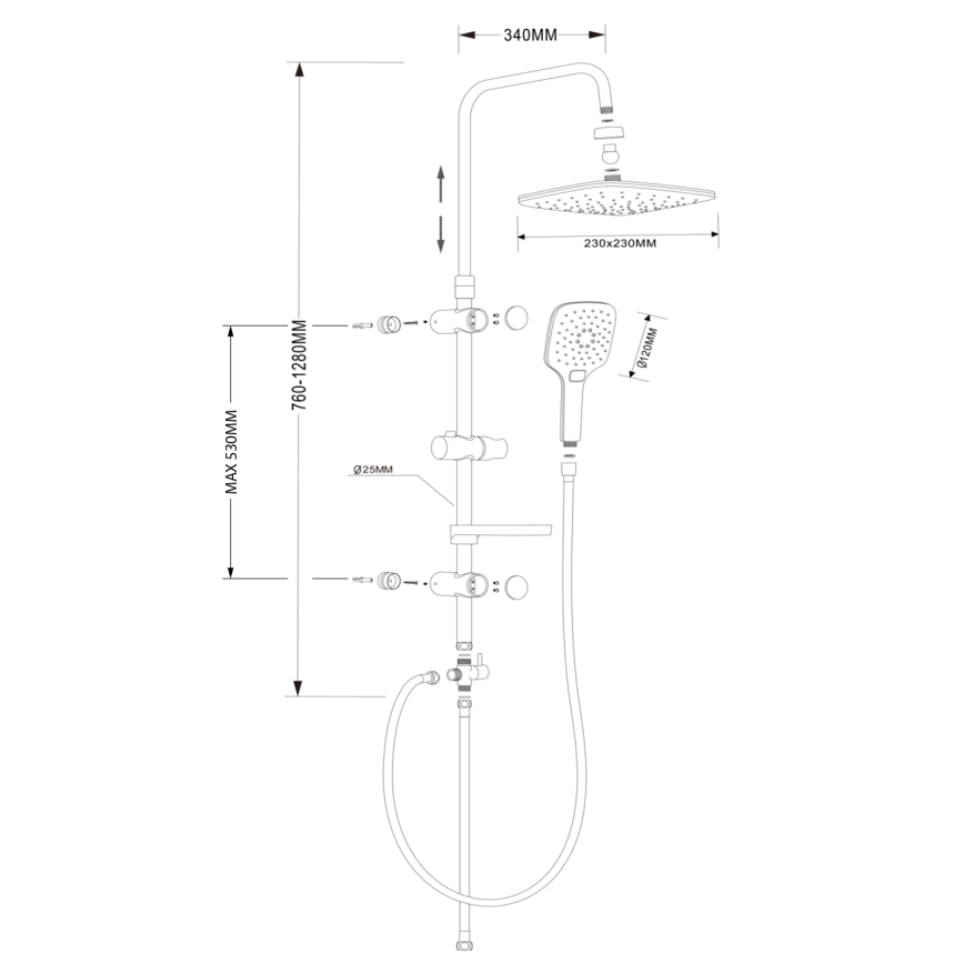 Aqualine - Душ комплект KERA лъскав хром