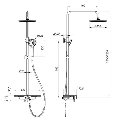 Aqualine - Душ комплект с смесител ARONA в матово черно
