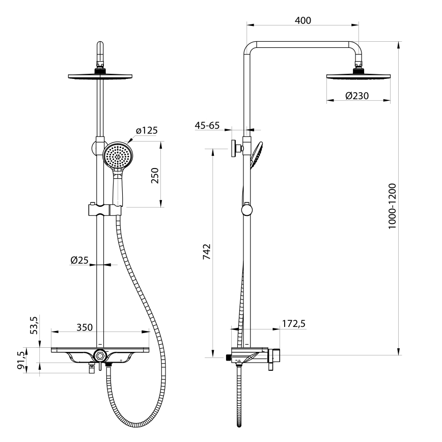 Aqualine - Душ комплект с смесител ARONA в матово черно