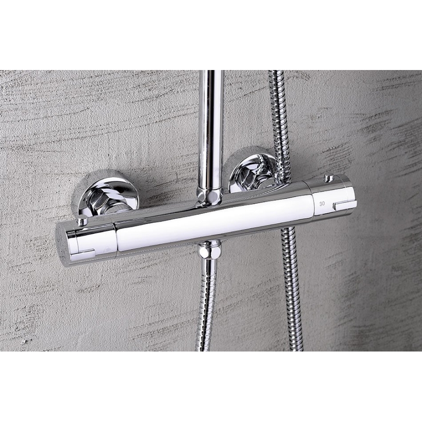 Aqualine - Душ комплект с термостатичен смесител LIGA лъскав хром