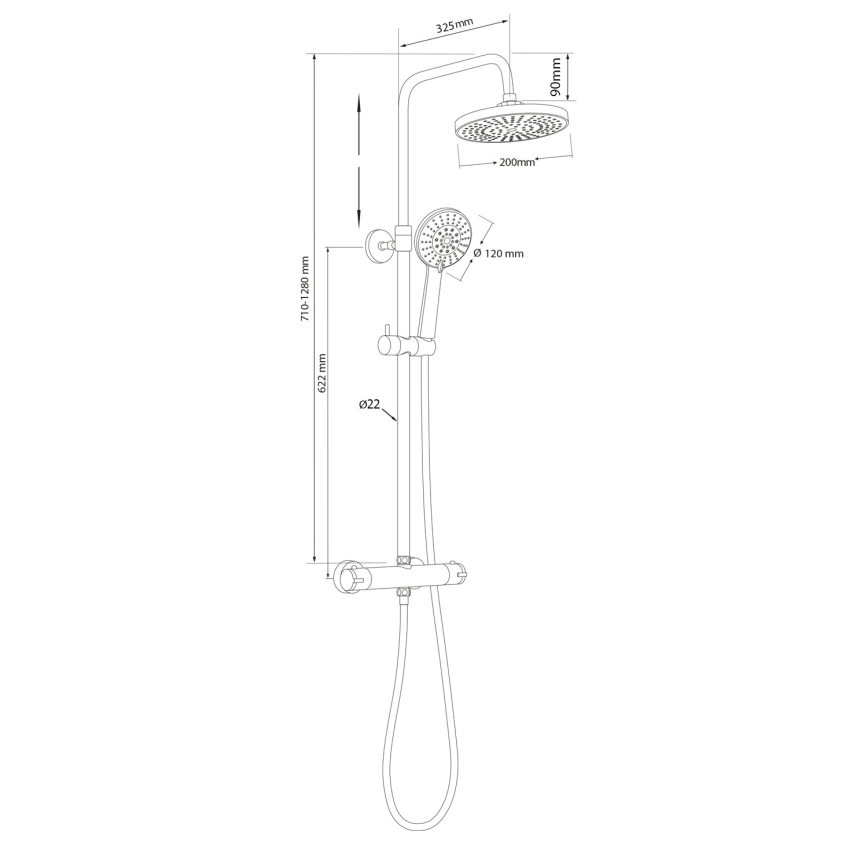 Aqualine - Душ комплект с термостатичен смесител LIGA лъскав хром