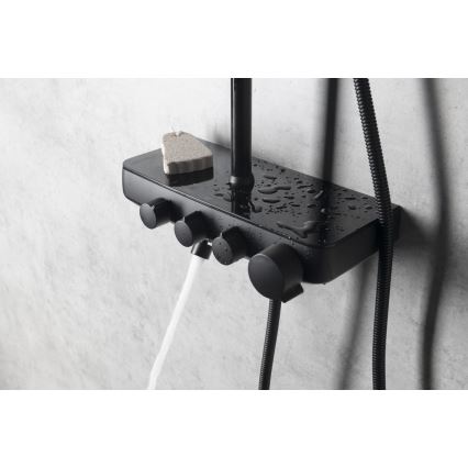 Aqualine - Душ комплект с кранче и допълнителен мини кран FARRAO матов черен