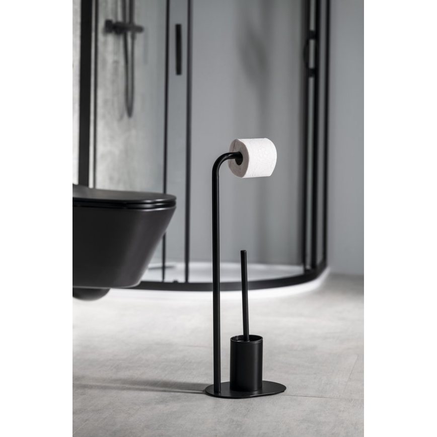 Aqualine - Държач за тоалетна хартия и четка за тоалетна SAMBA черен