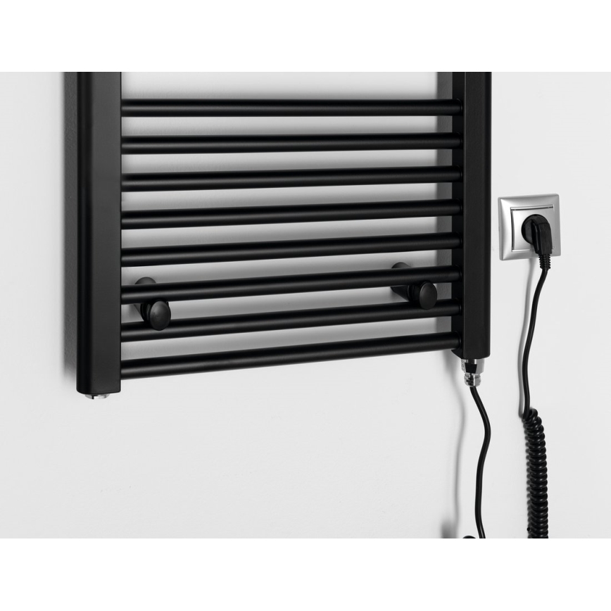 Aqualine - Електрическо оборудване за баня радиатор DIRECT-E 300W/230V 96 см матов черен прав