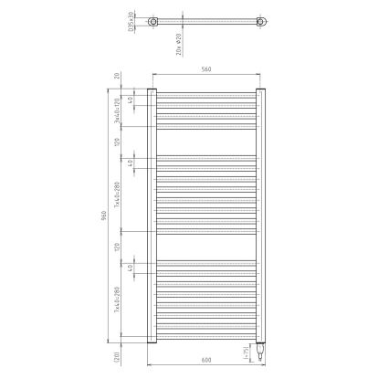Aqualine - Електрическо оборудване за баня радиатор DIRECT-E 400W/230V 96 см бял прав