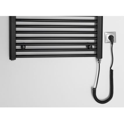 Aqualine - Електрическо оборудване за баня радиатор DIRECT-E 400W/230V 96 см матов черен прав