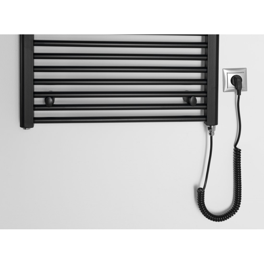 Aqualine - Електрическо оборудване за баня радиатор DIRECT-E 400W/230V 96 см матов черен прав